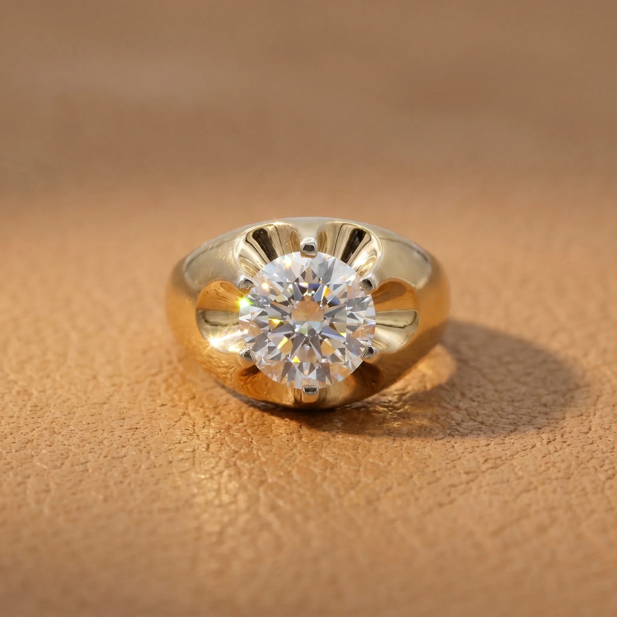 Gold Crest Solitaire Ring