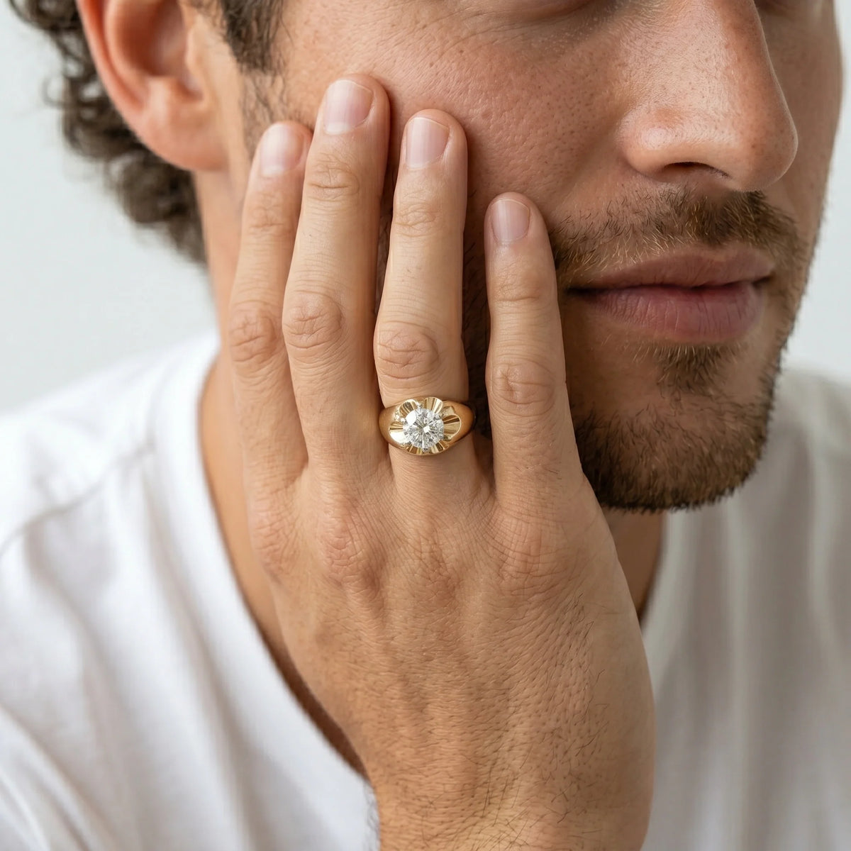 Gold Crest Solitaire Ring