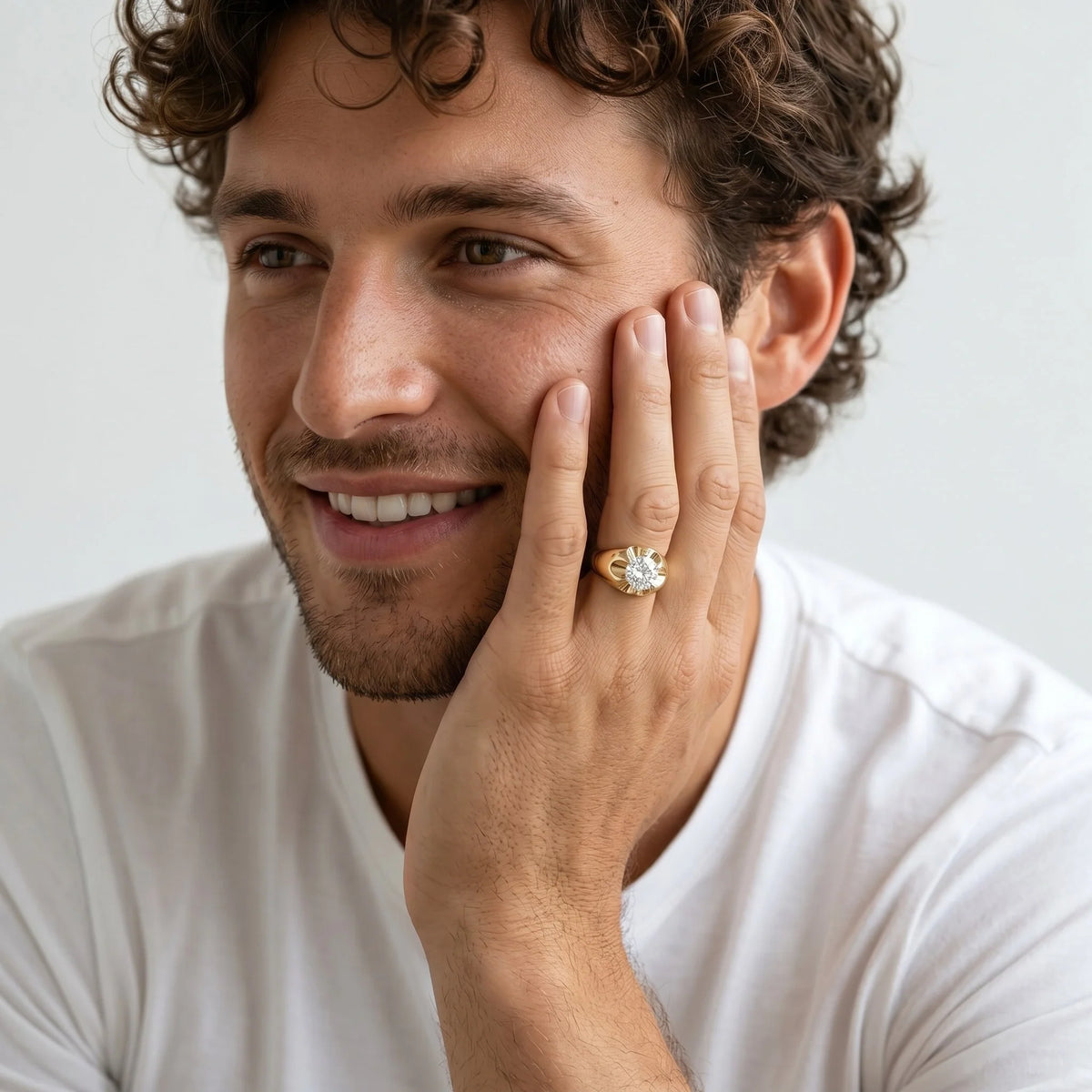 Gold Crest Solitaire Ring