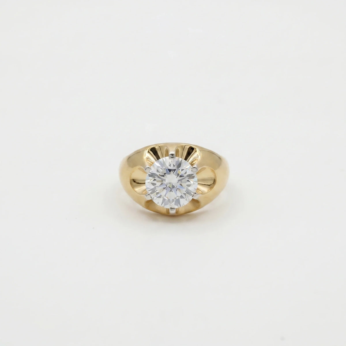 Gold Crest Solitaire Ring