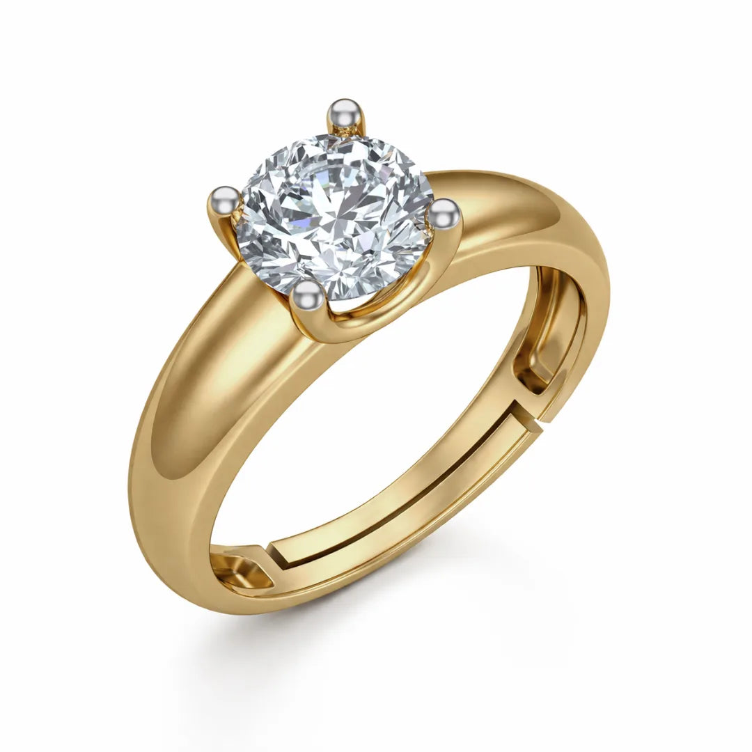 Round Solitaire Band Ring Men