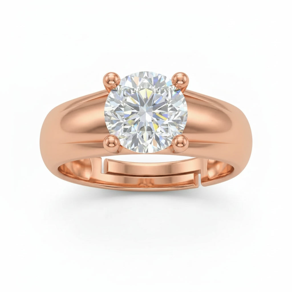 Round Solitaire Band Ring Men