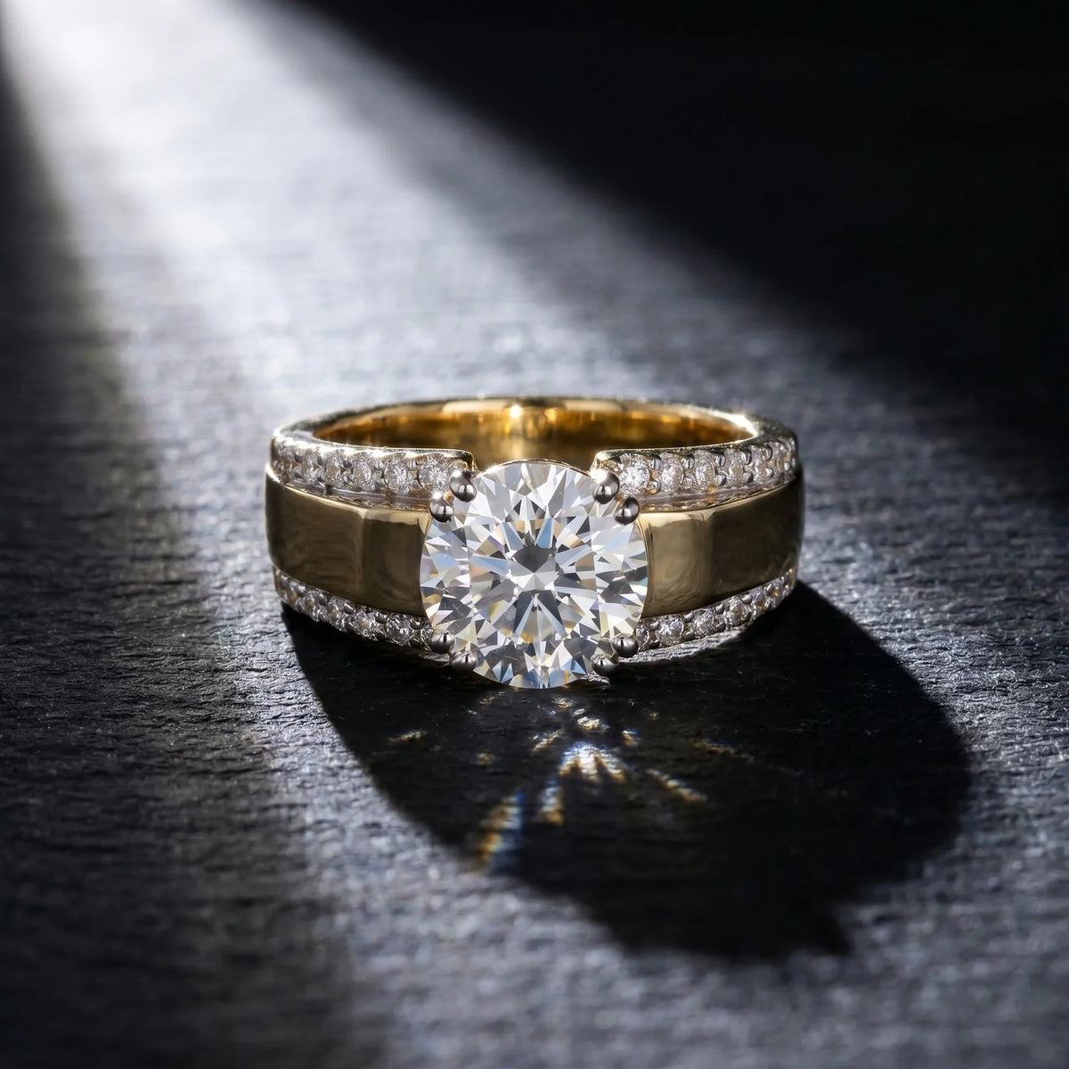 Gold Dual Band Solitaire Ring