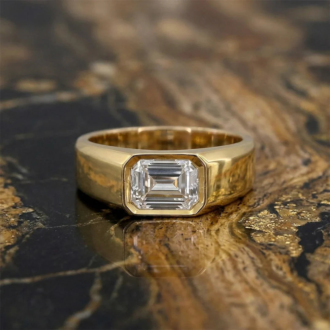 Emerald Bezelle Band Ring Men
