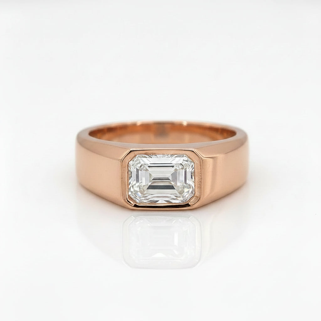 Emerald Bezelle Band Ring Men