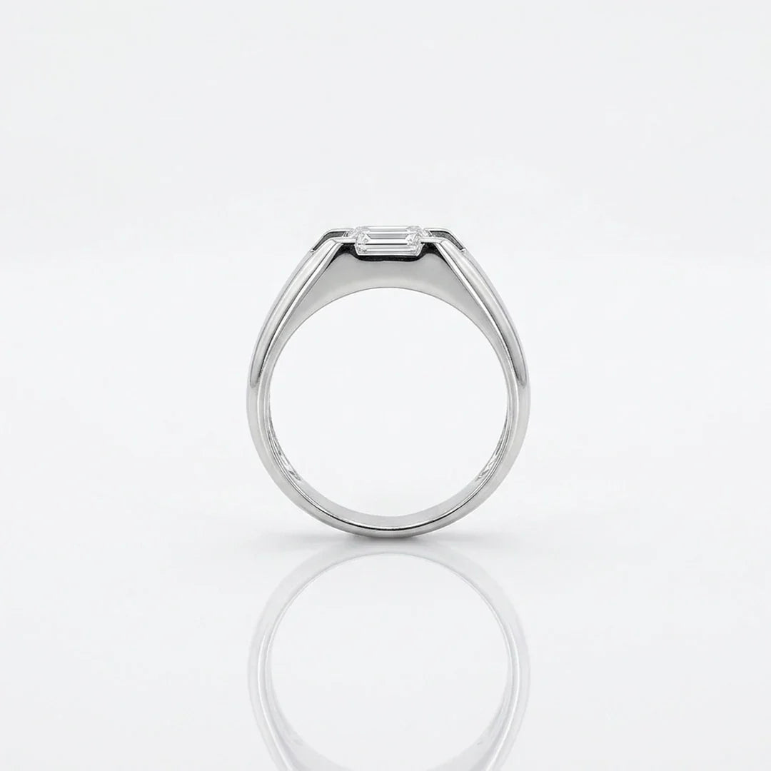 Asscher Solitaire Band Ring Men