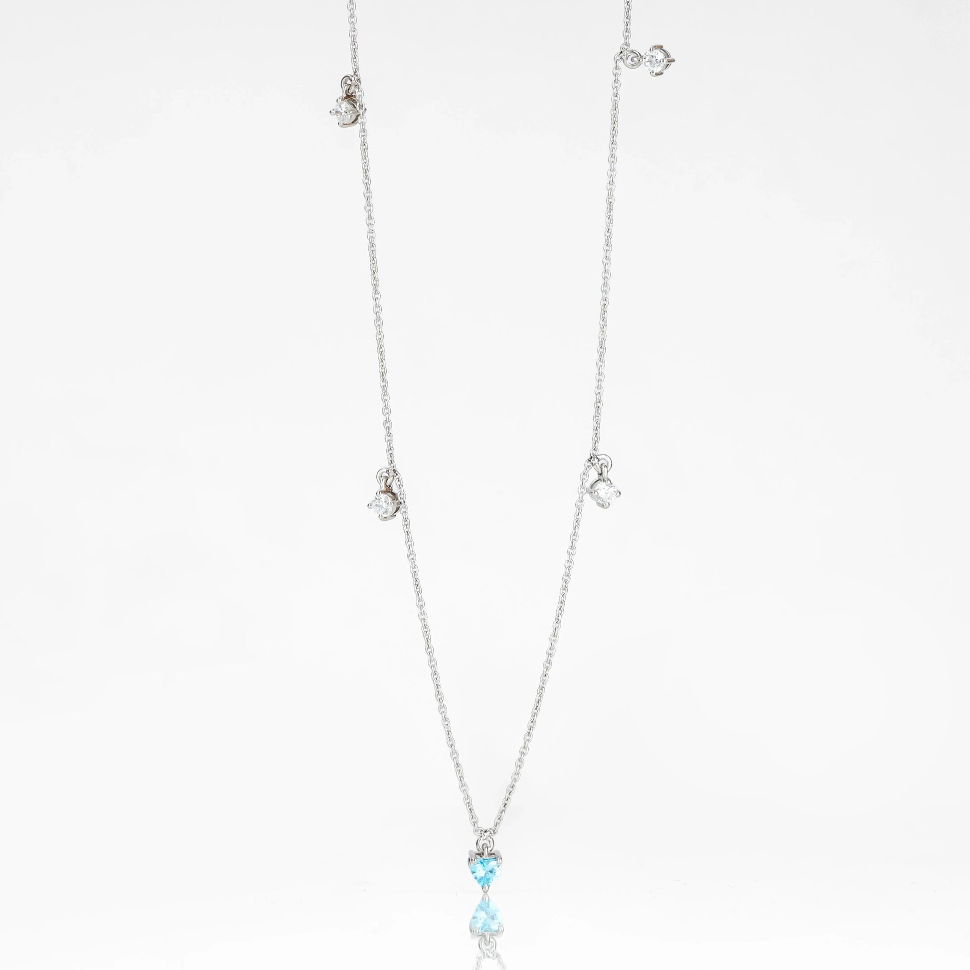 Aqua Blue Heart Charm Necklace