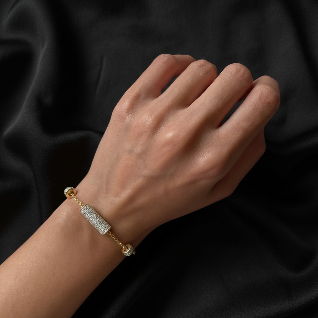 Gold Pave Barrel Bracelet