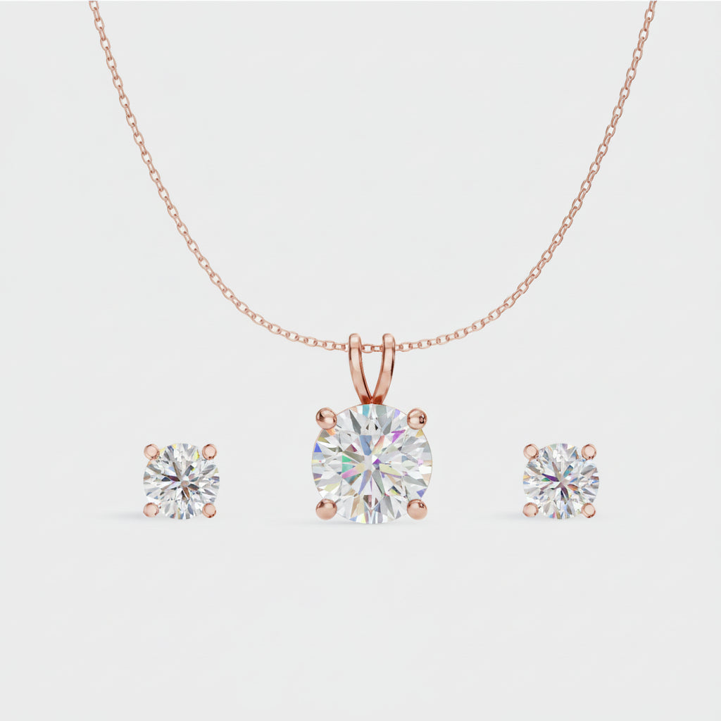 Round Solitaire Pendant Set