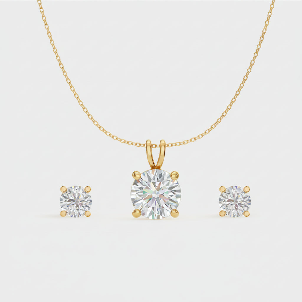 Round Solitaire Pendant Set