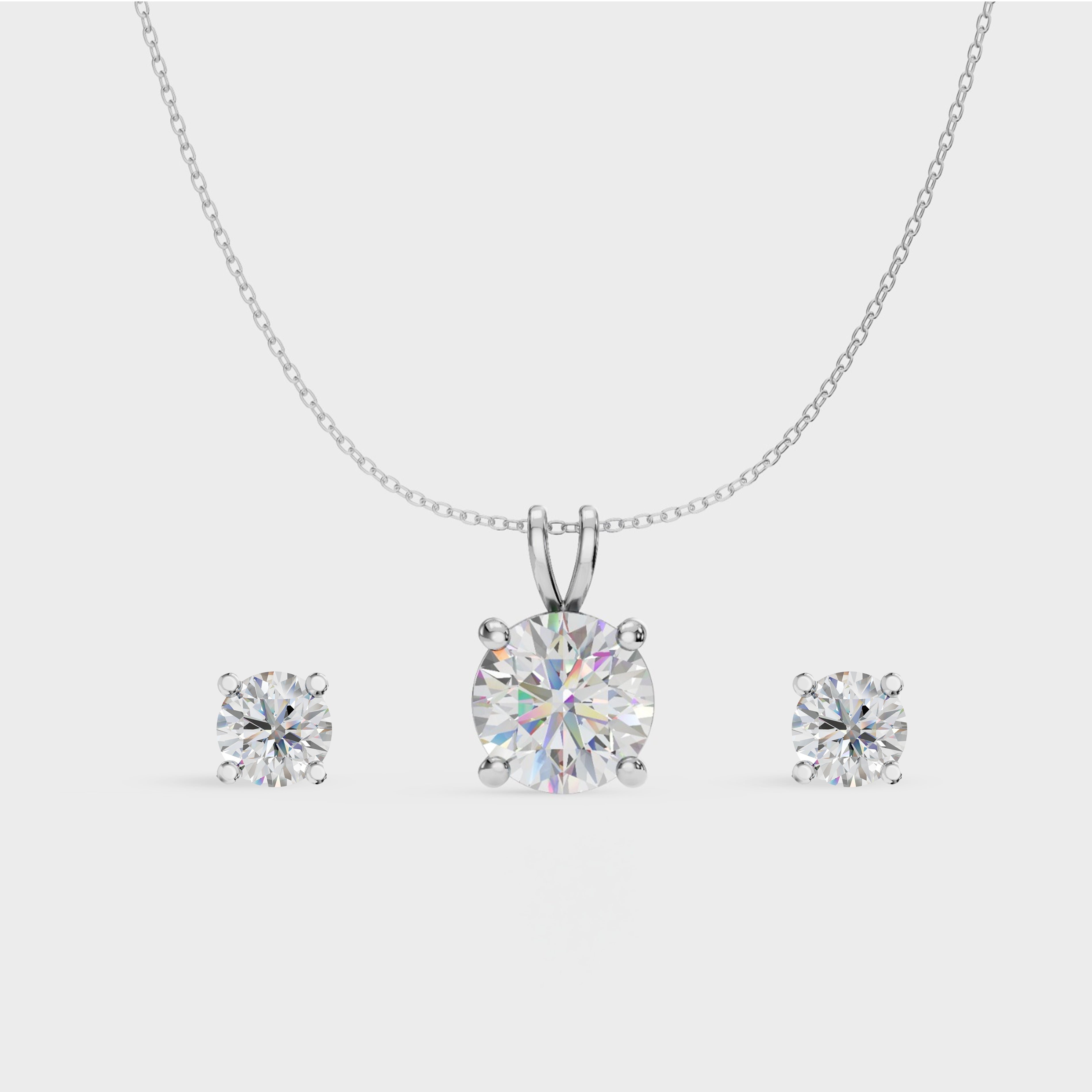 Round Solitaire Pendant Set