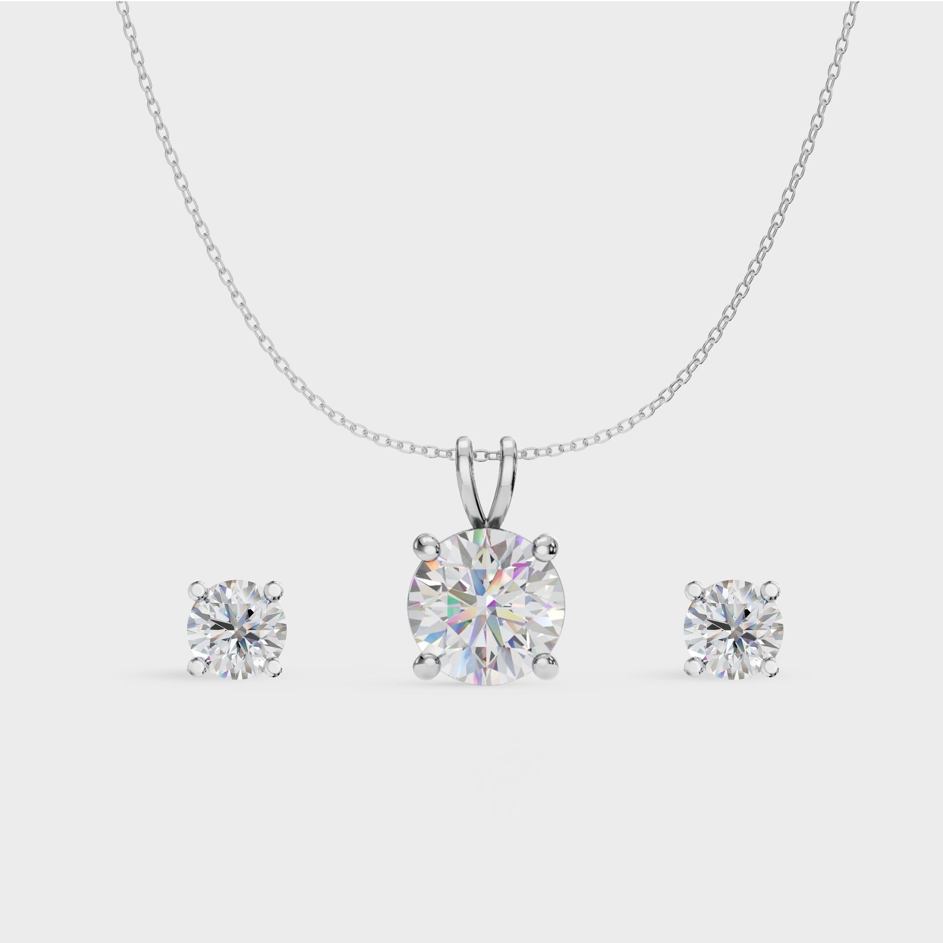 Round Solitaire Pendant Set