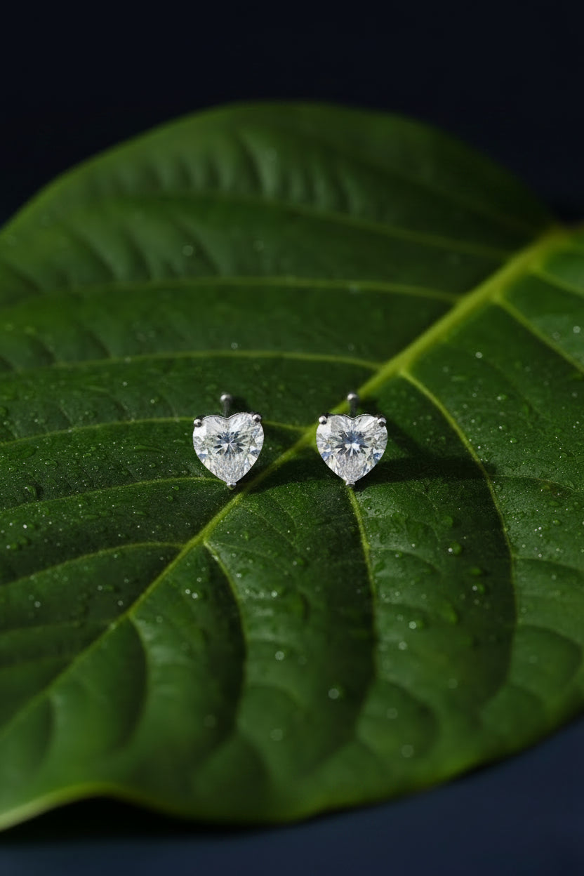 Heart Solitaire Studs
