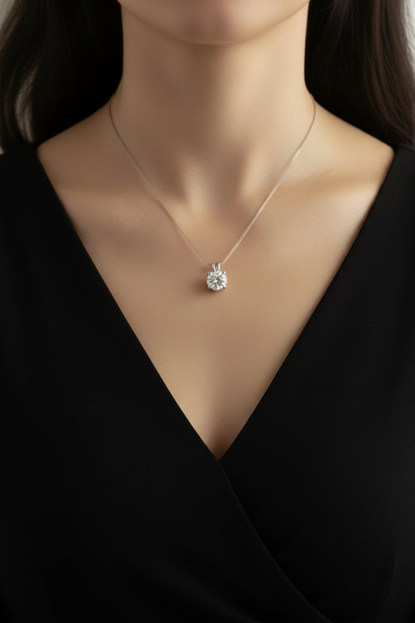 Round Solitaire Pendant Set
