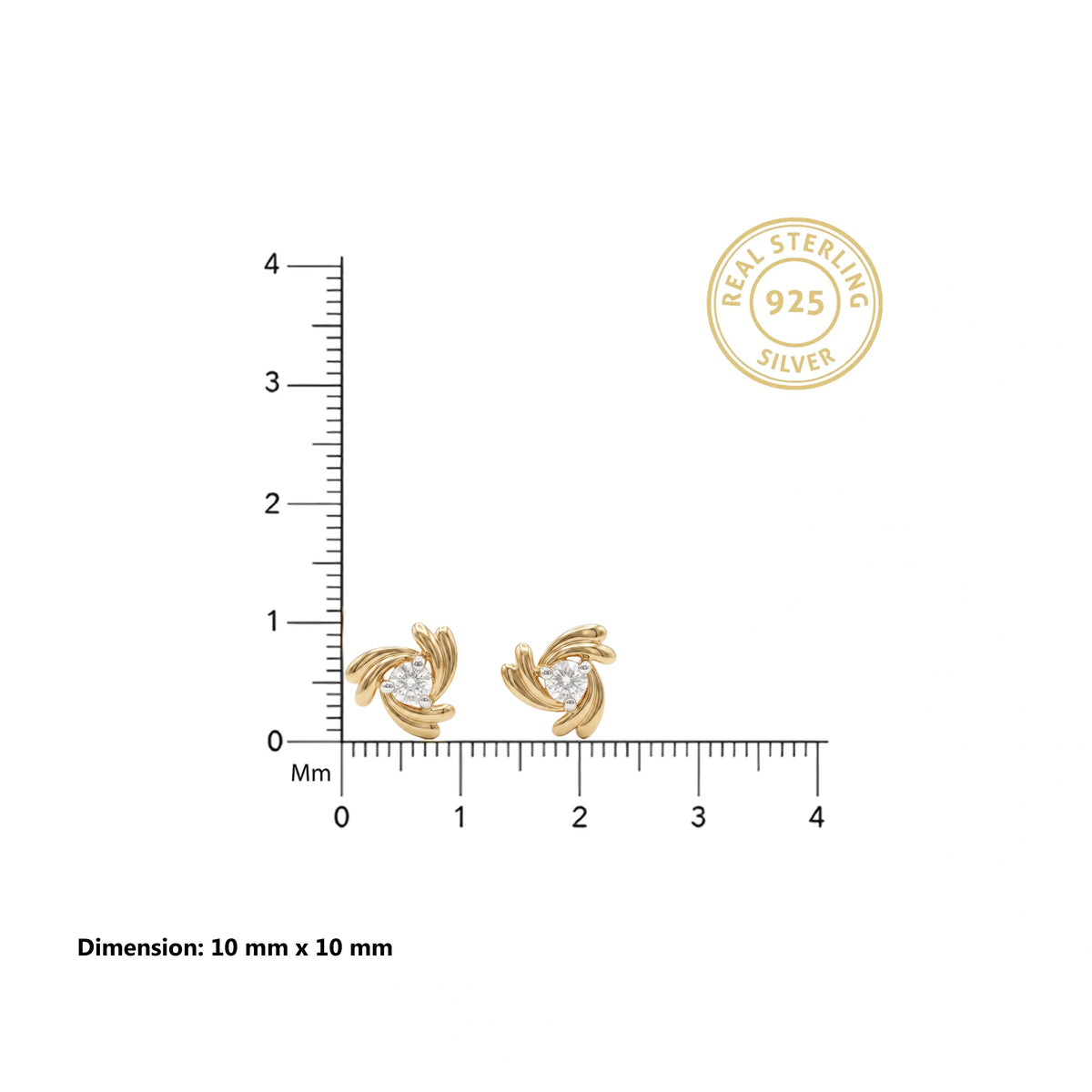 Gold Swirl Stud Earrings
