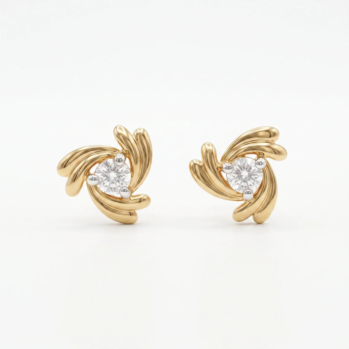 Gold Swirl Stud Earrings