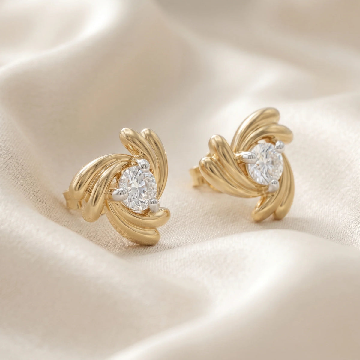Gold Swirl Stud Earrings