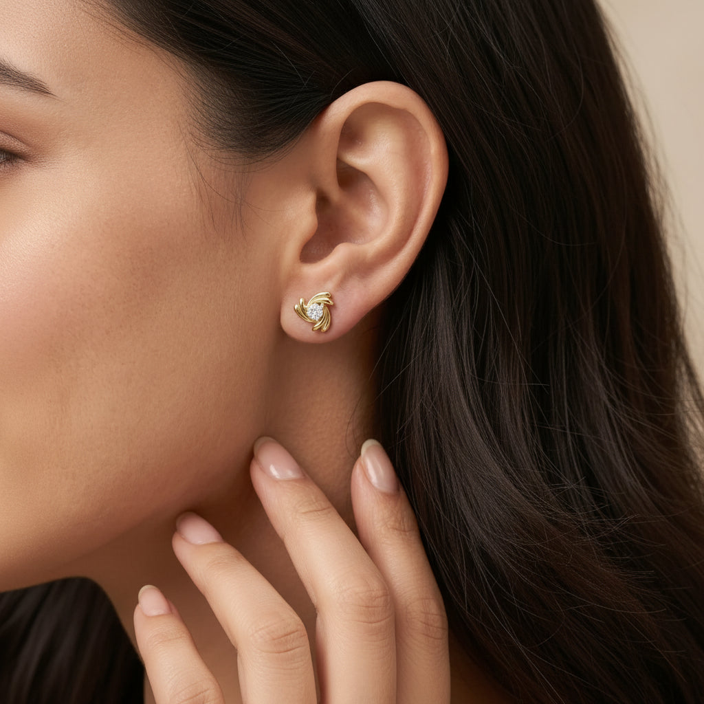 Gold Swirl Stud Earrings