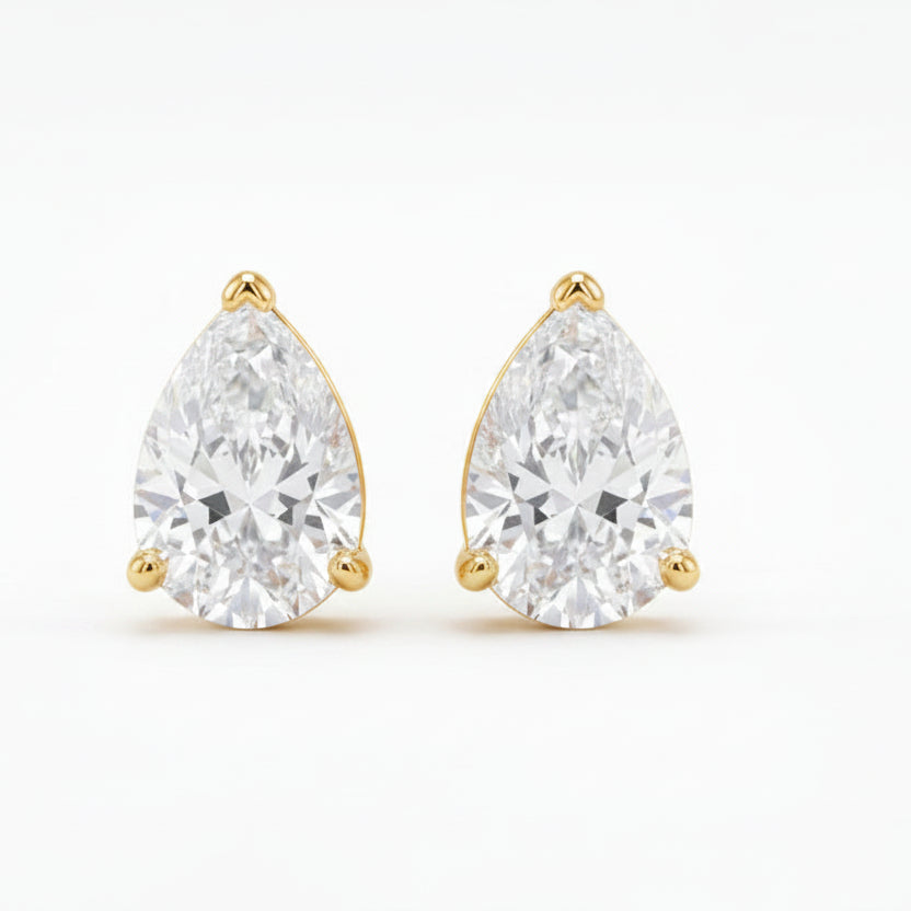 Silver Dewdrop Solitaire Stud Earrings