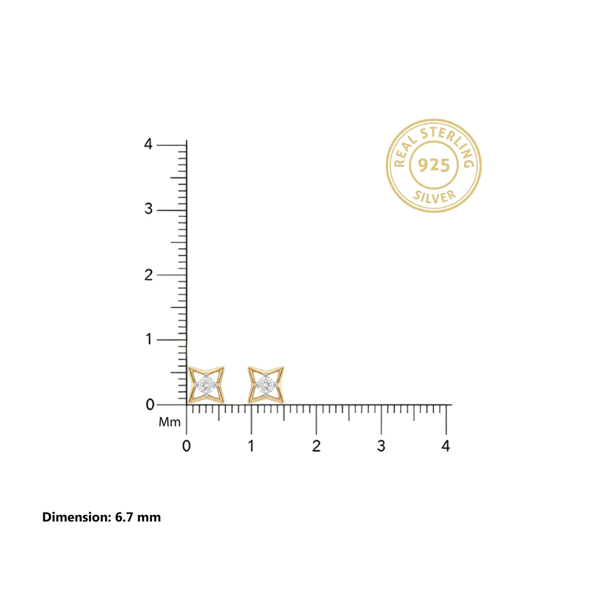 Gold Open Star Stud Earrings