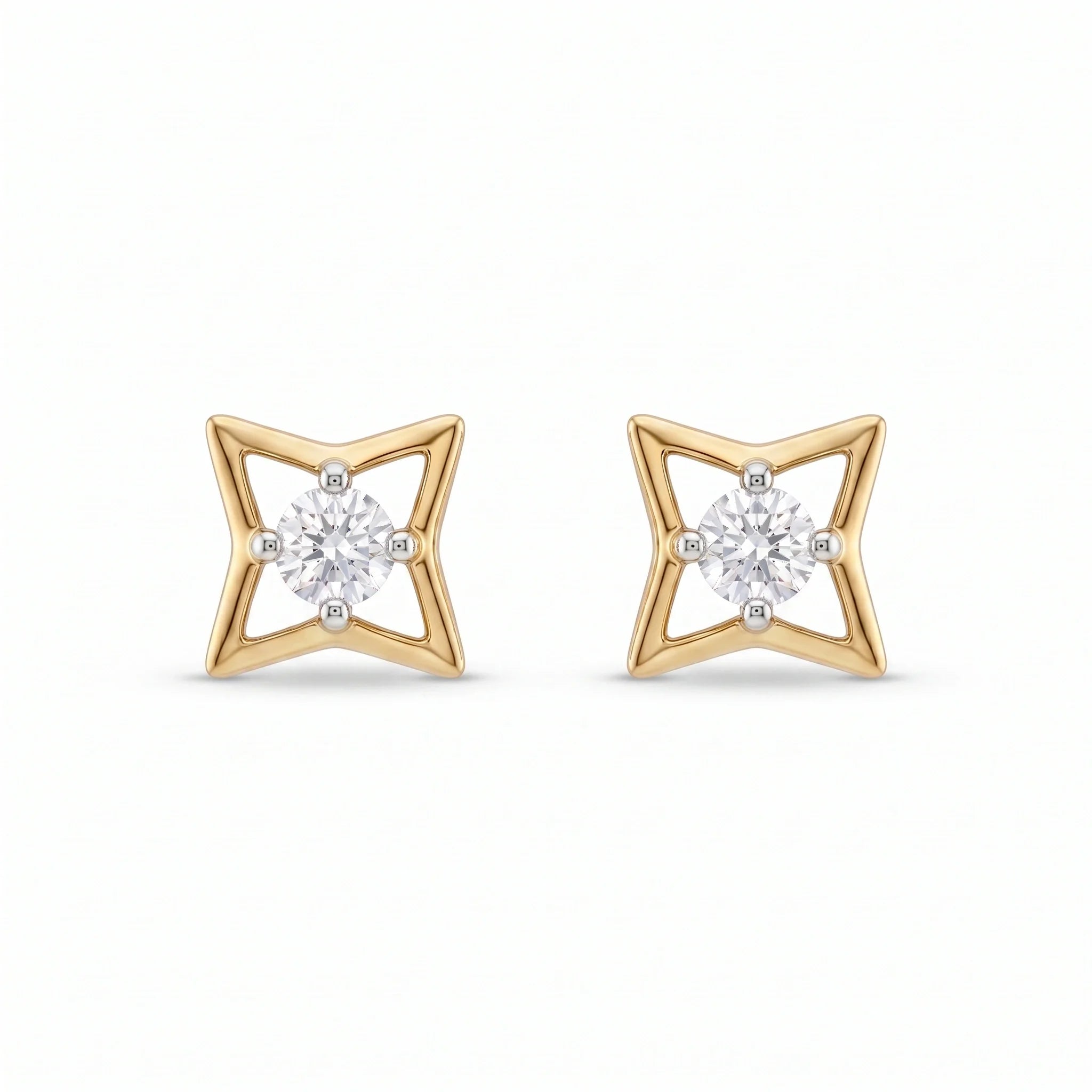Gold Open Star Stud Earrings