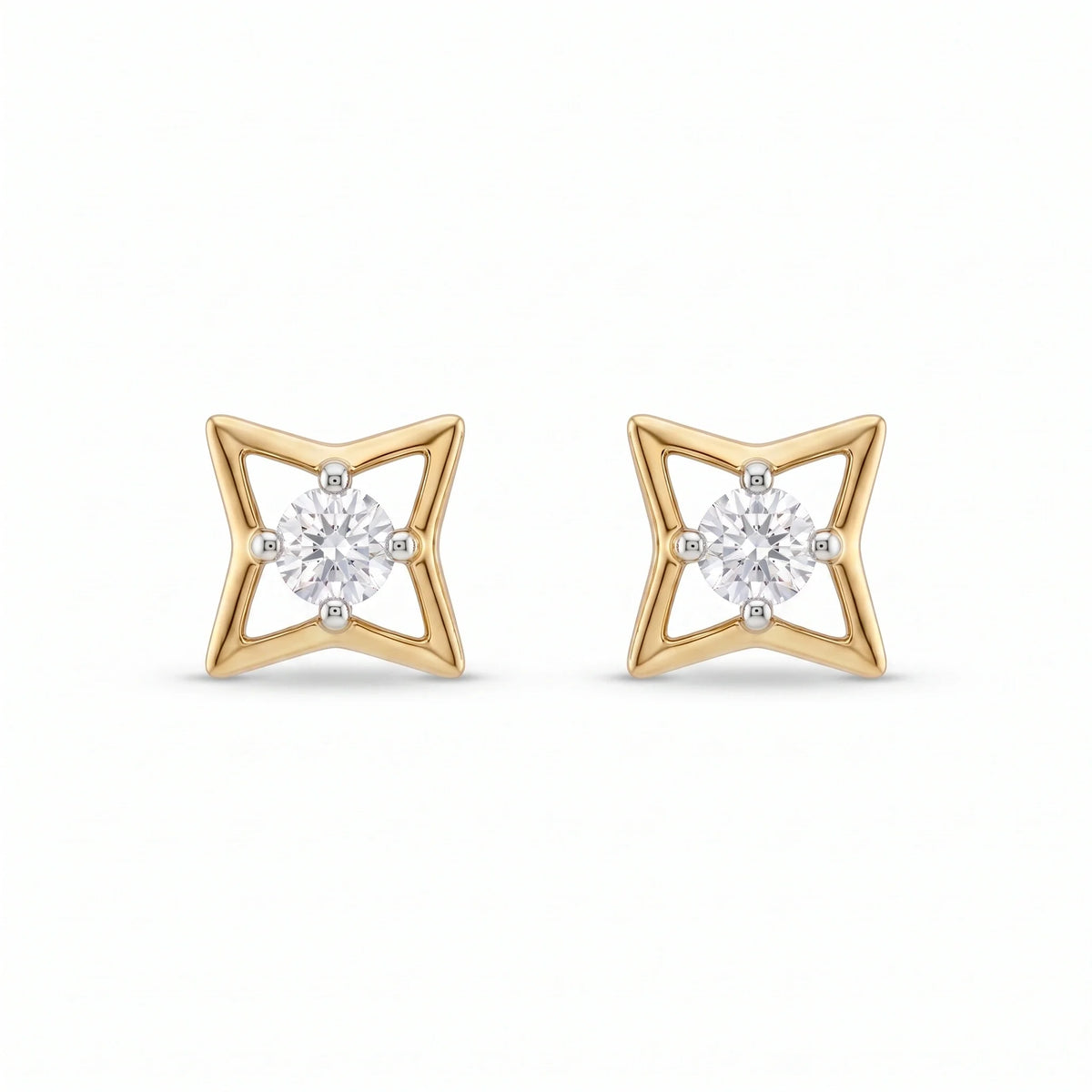 Gold Open Star Stud Earrings