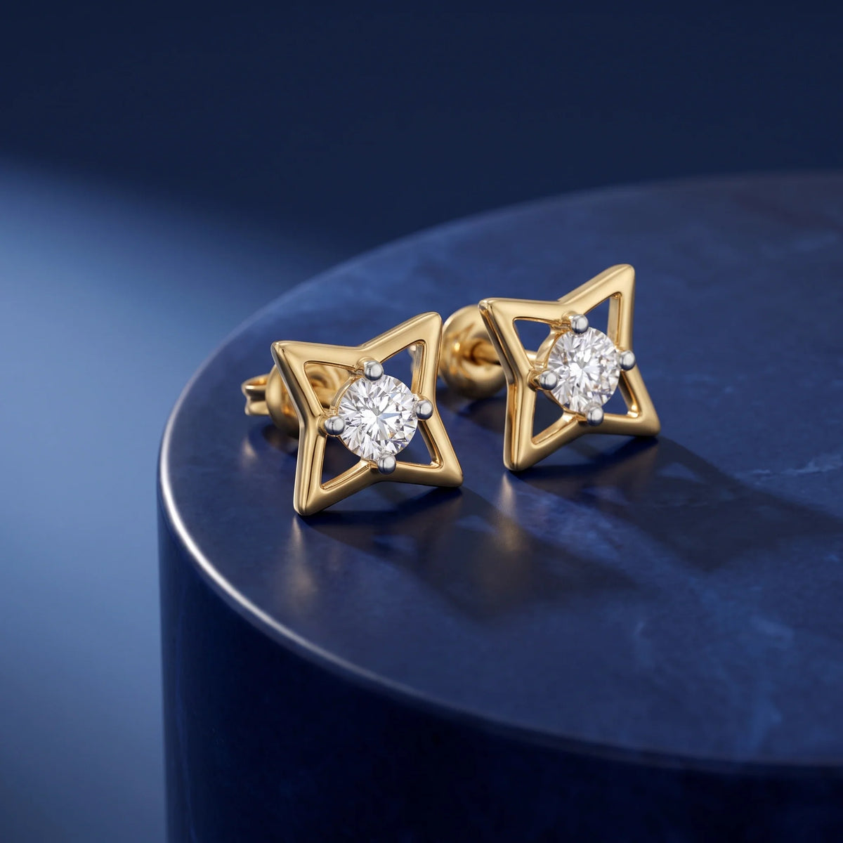 Gold Open Star Stud Earrings