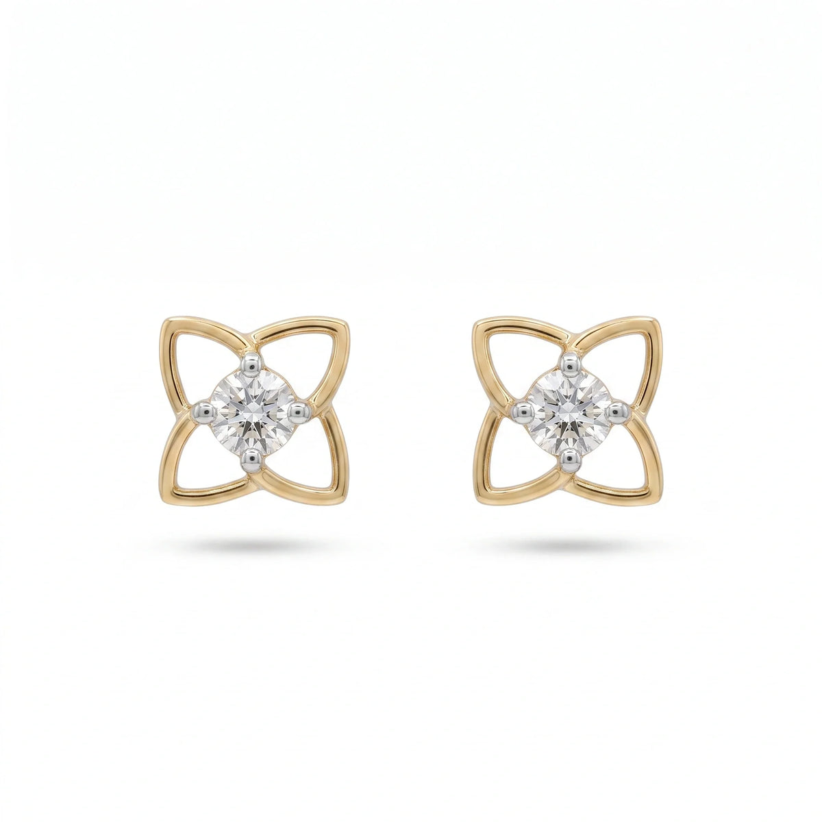 Gold Floral Frame Stud Earrings