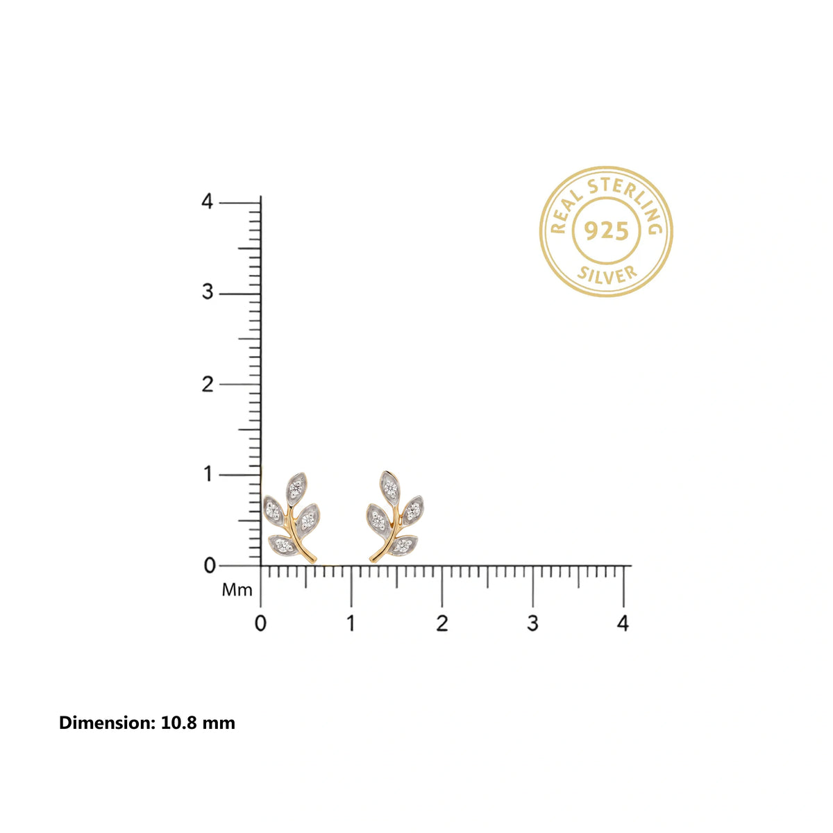 Gold Leaf Sprig Stud Earrings