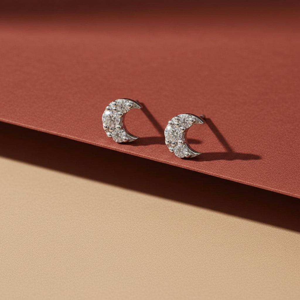 Dainty Moon Stud Earrings