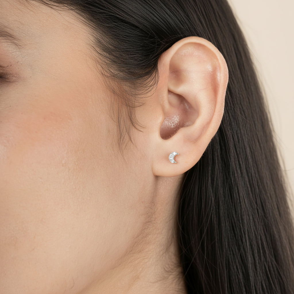Dainty Moon Stud Earrings