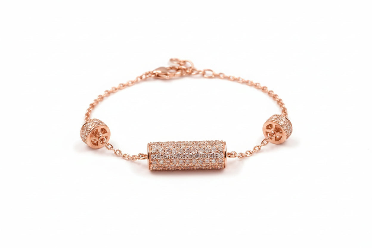 Gold Pave Barrel Bracelet