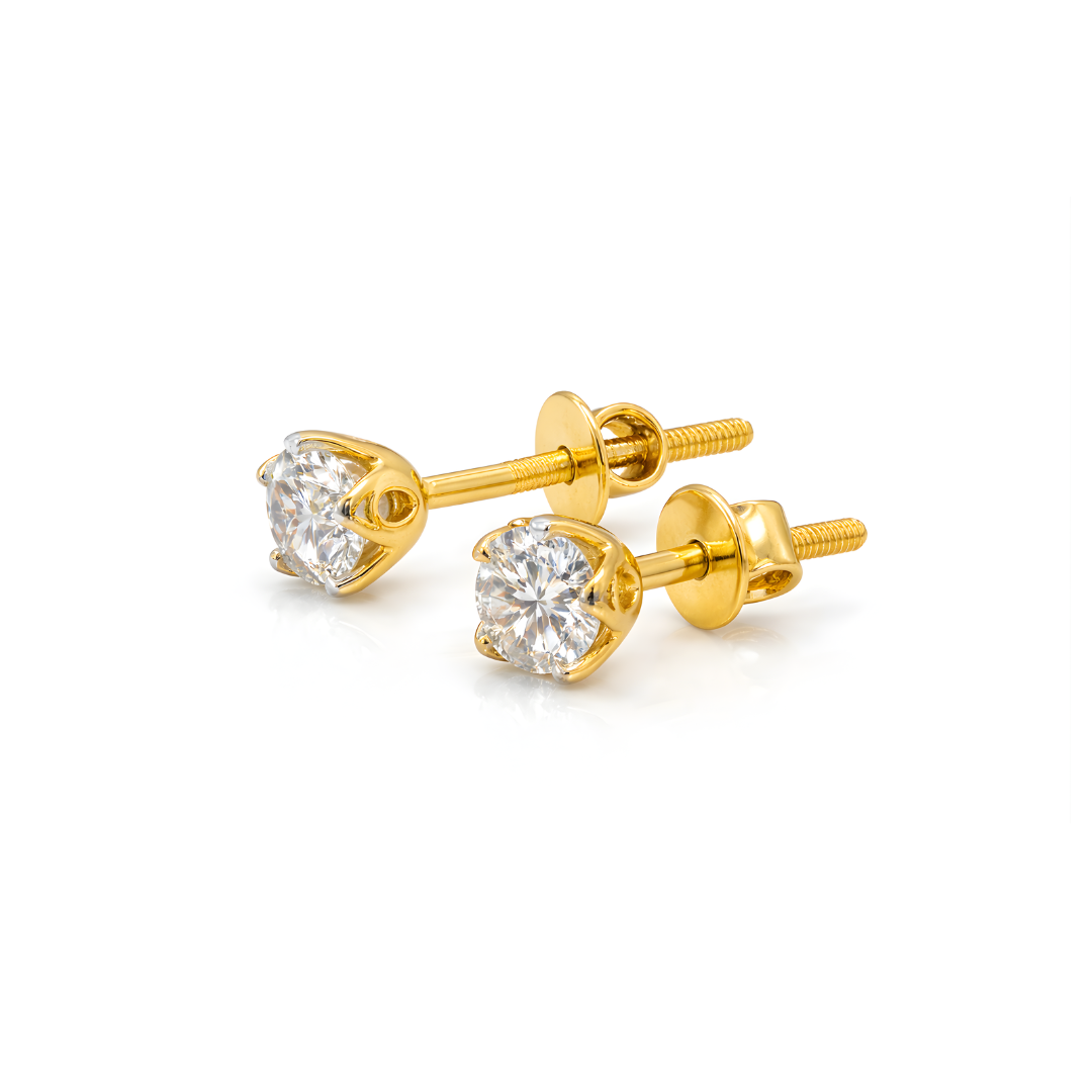 Tulip Round Solitaire Stud Earrings