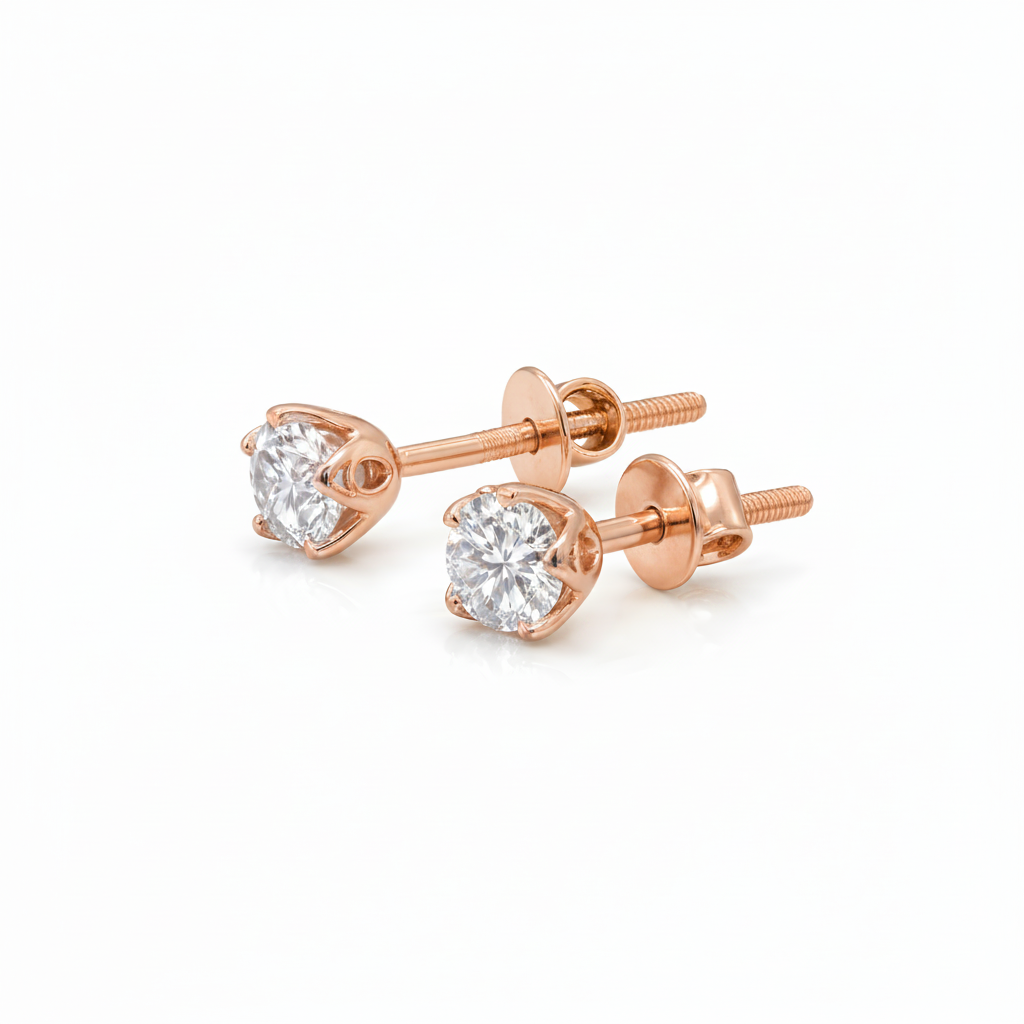 Tulip Round Solitaire Stud Earrings