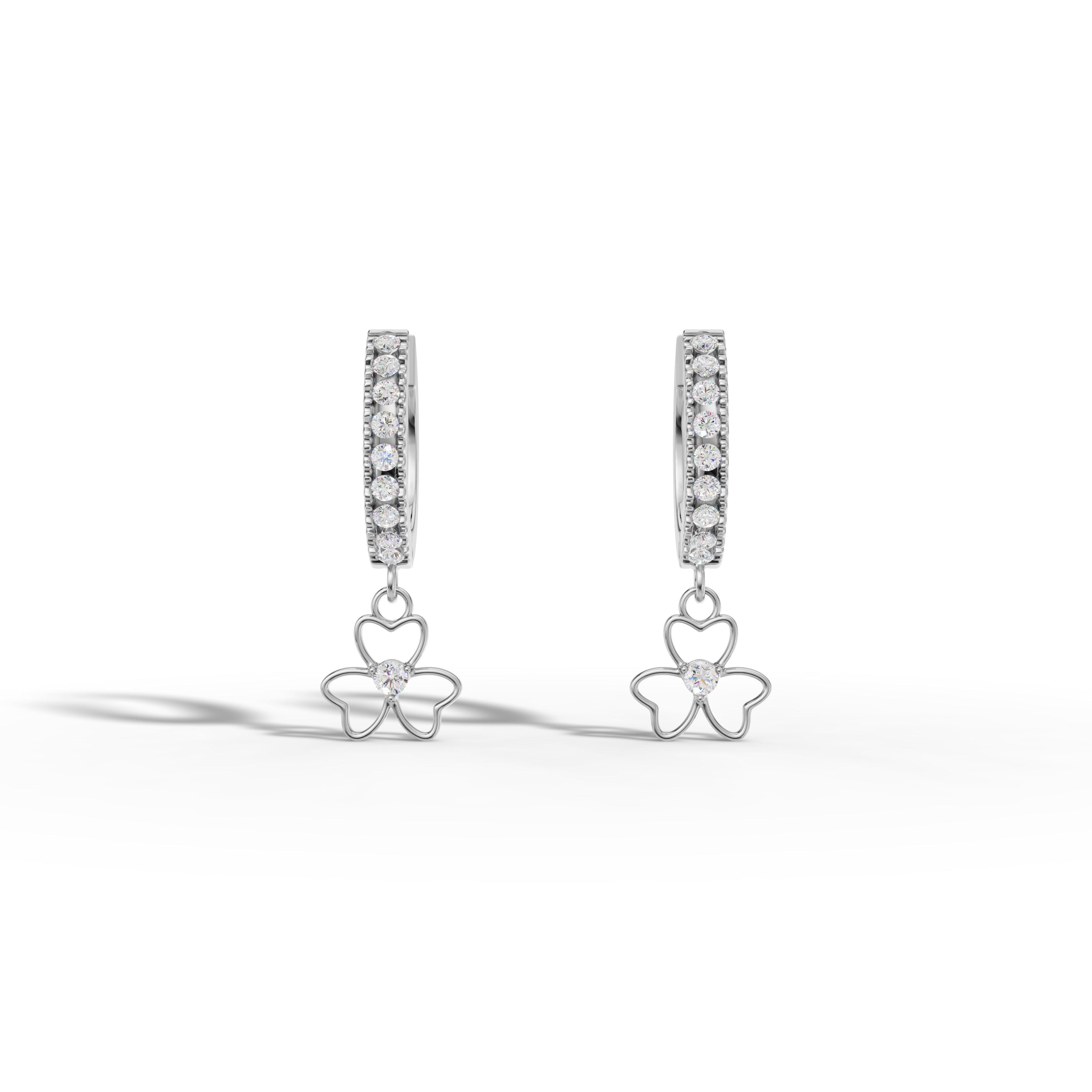 Flower White Drop Earrings