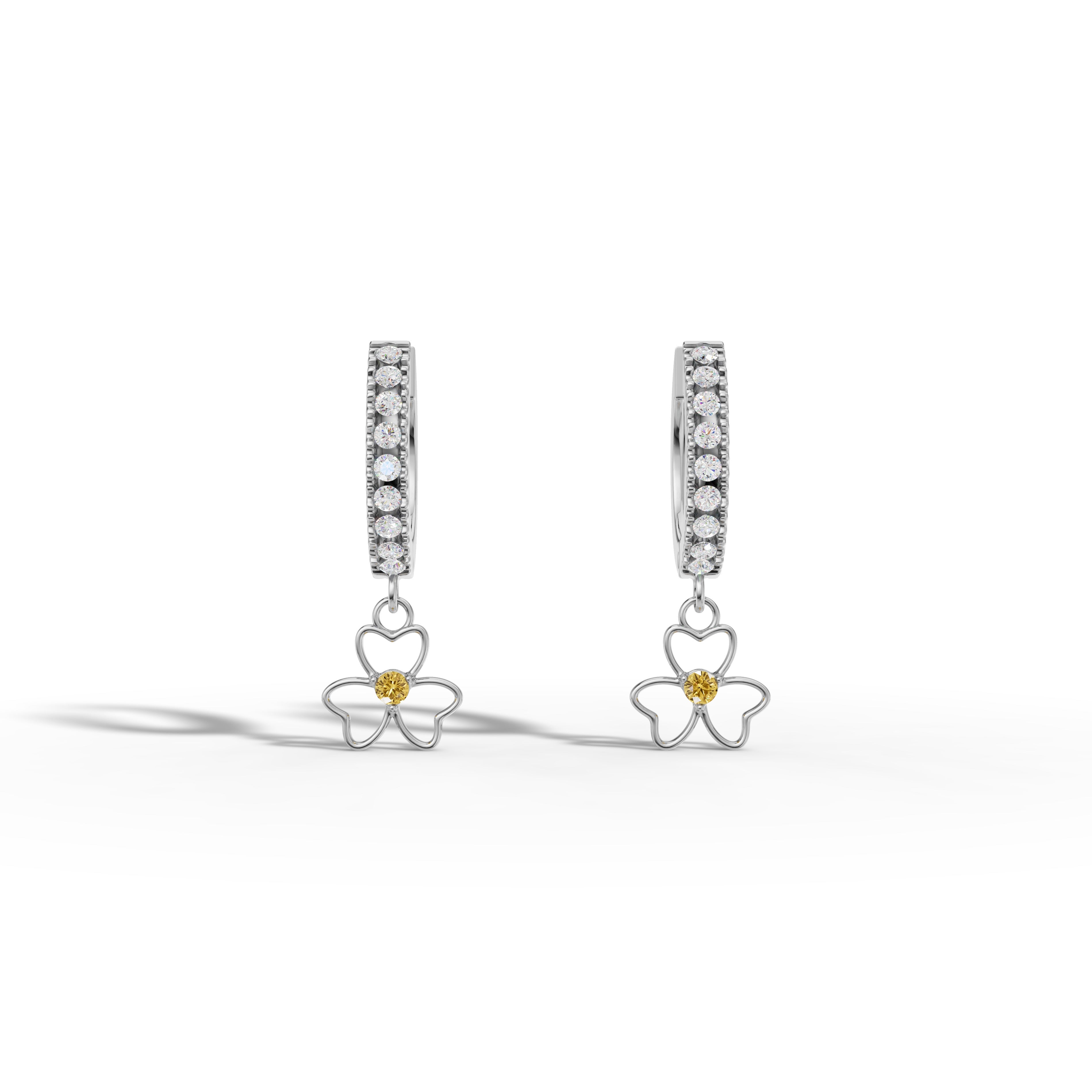 Flower Yellow Drop Earrings