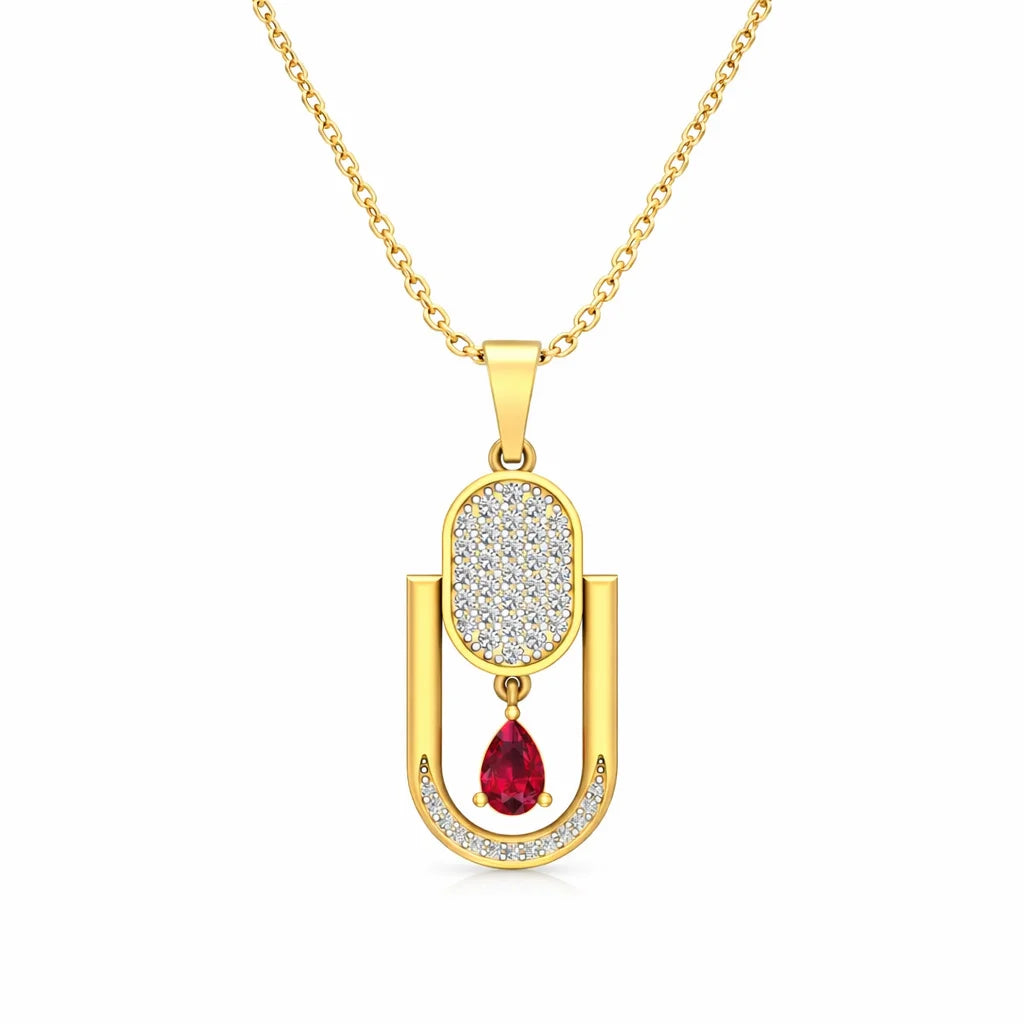 Ruby Halo Link Pendant