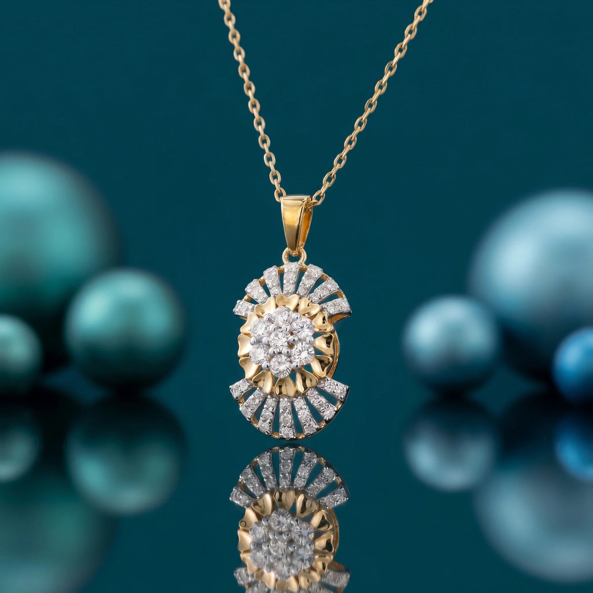 Gold Sunburst Cluster Pendant