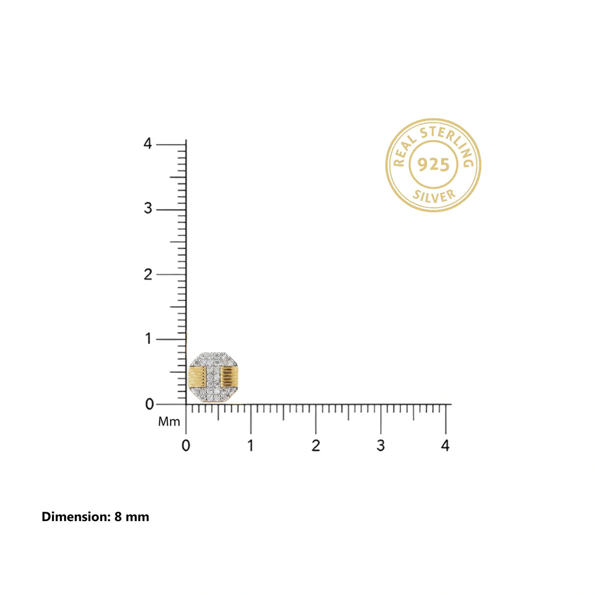 Gold Octagon Pavé Stud Earrings